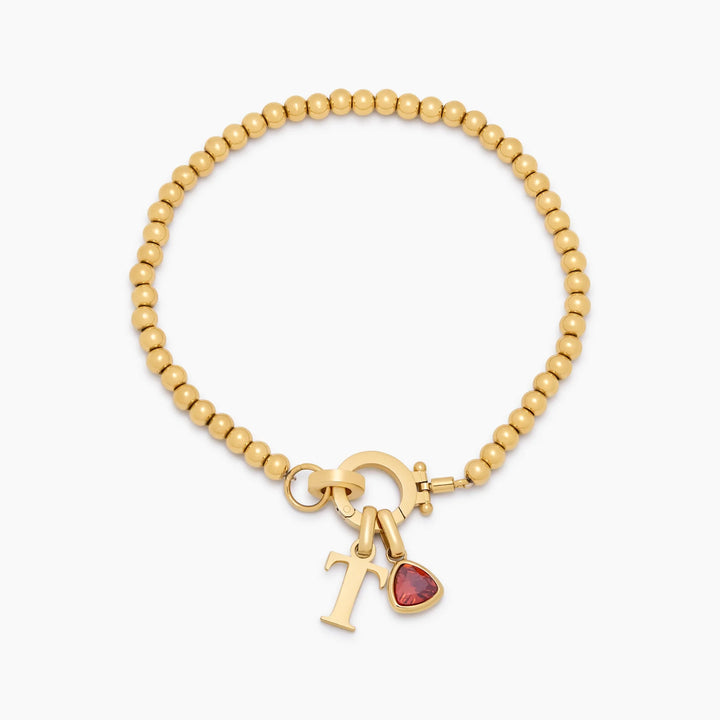 Gyöngyös Birthstone Initial Charm karkötő