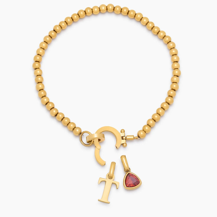 Gyöngyös Birthstone Initial Charm karkötő