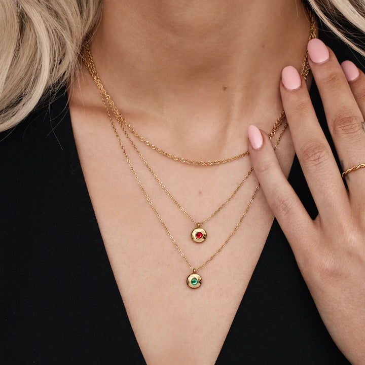 Mini Birthstone medál nyaklánc