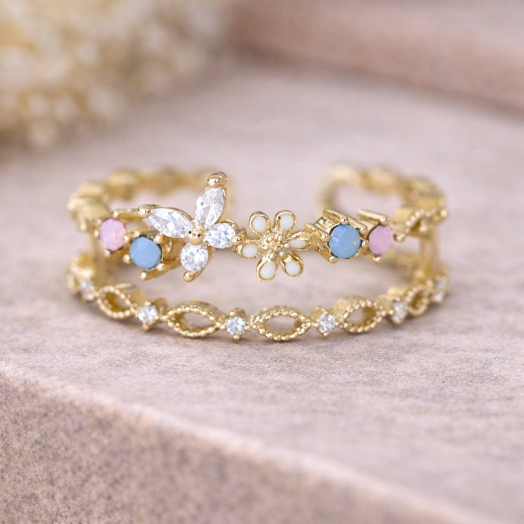 Vintage arany gyűrű virággal