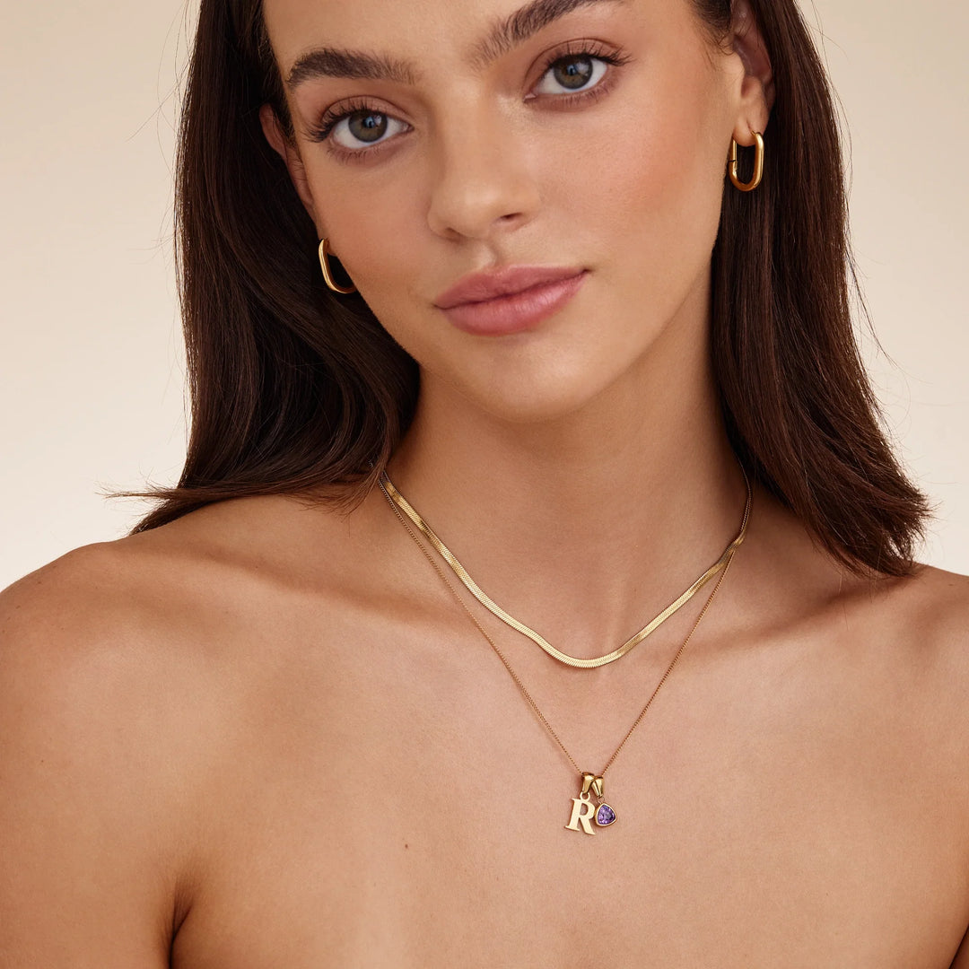 Kezdeti Birthstone Charm nyaklánc
