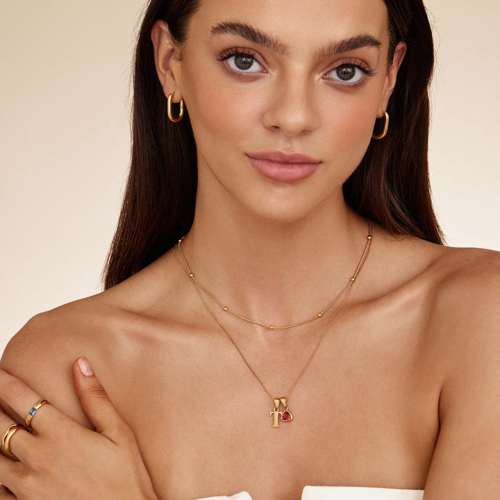 Kezdeti Birthstone Charm nyaklánc