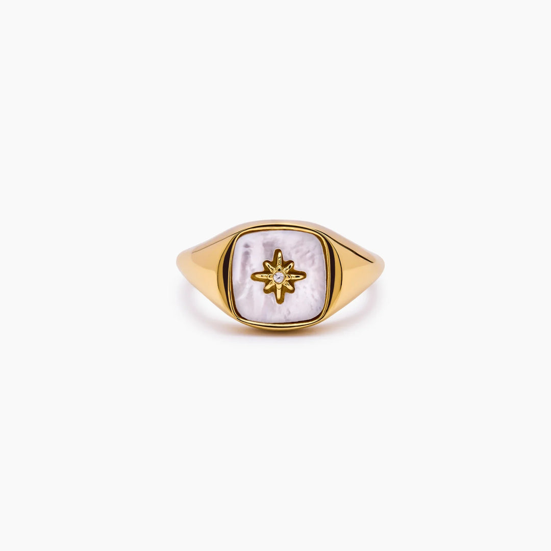 Mother of Pearl Star Signet gyűrű