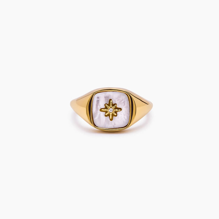 Mother of Pearl Star Signet gyűrű