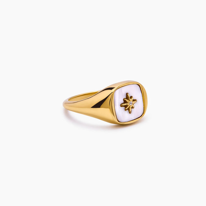 Mother of Pearl Star Signet gyűrű