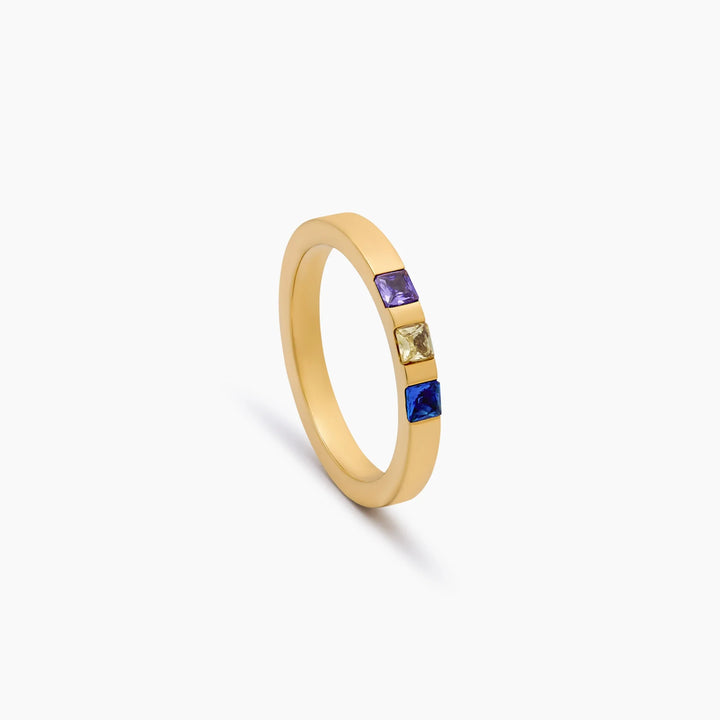 Princess Cut Birthstone gyűrű