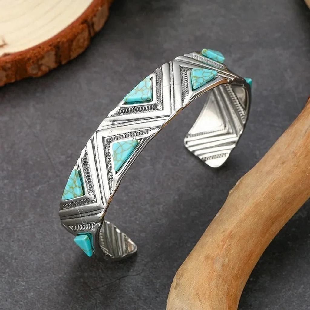Retro boho törzsi türkiz karkötő