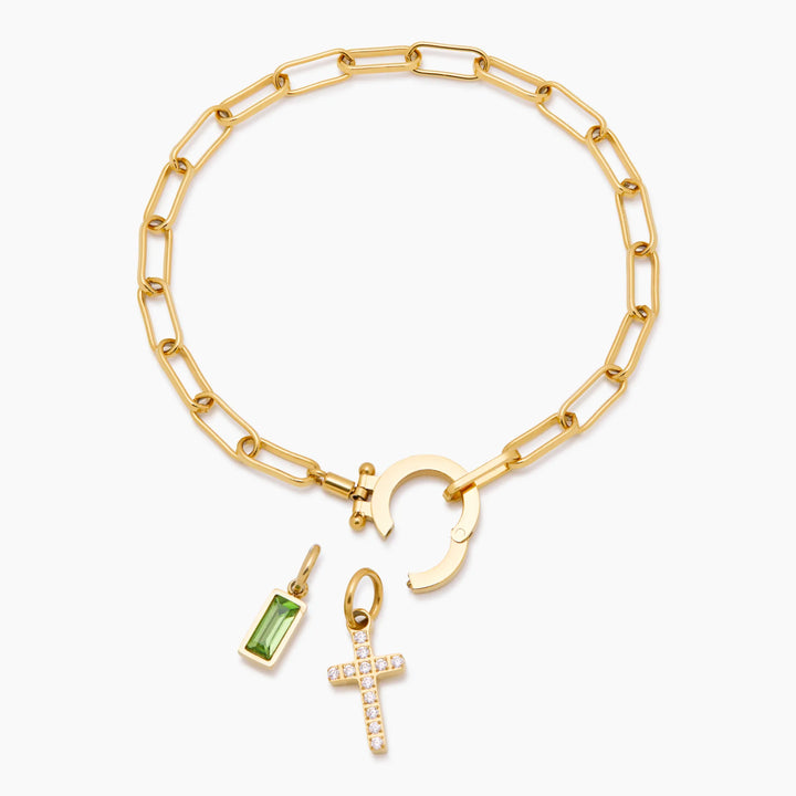 Gémkapocs Birthstone Cross Charm karkötő