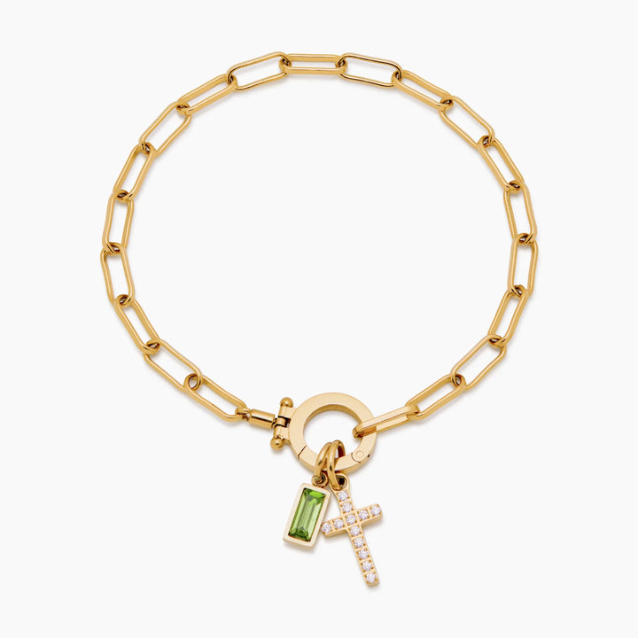 Gémkapocs Birthstone Cross Charm karkötő