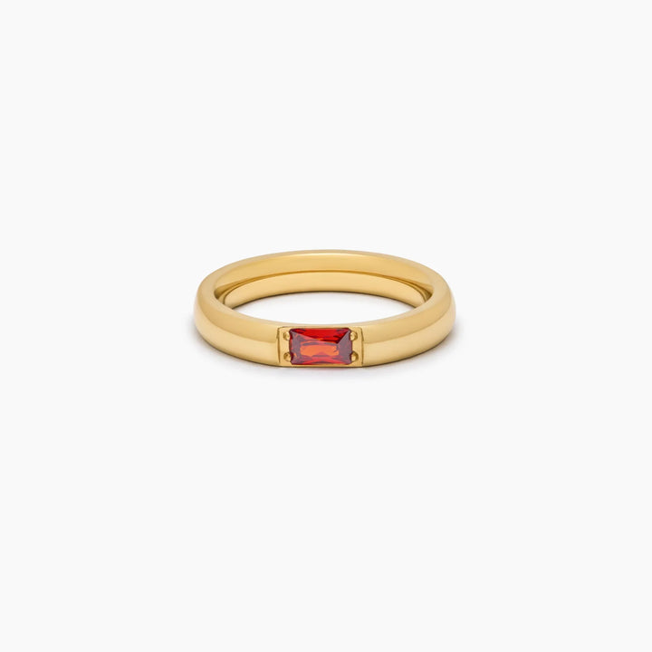 Baguette Birthstone zenekari gyűrű