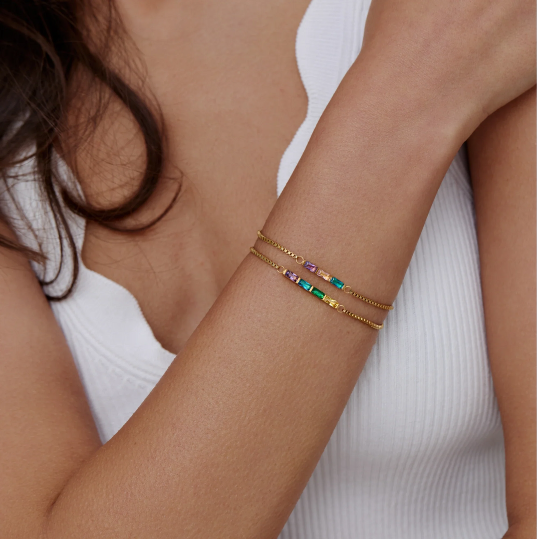 Csinos Baguette Birthstone karkötő