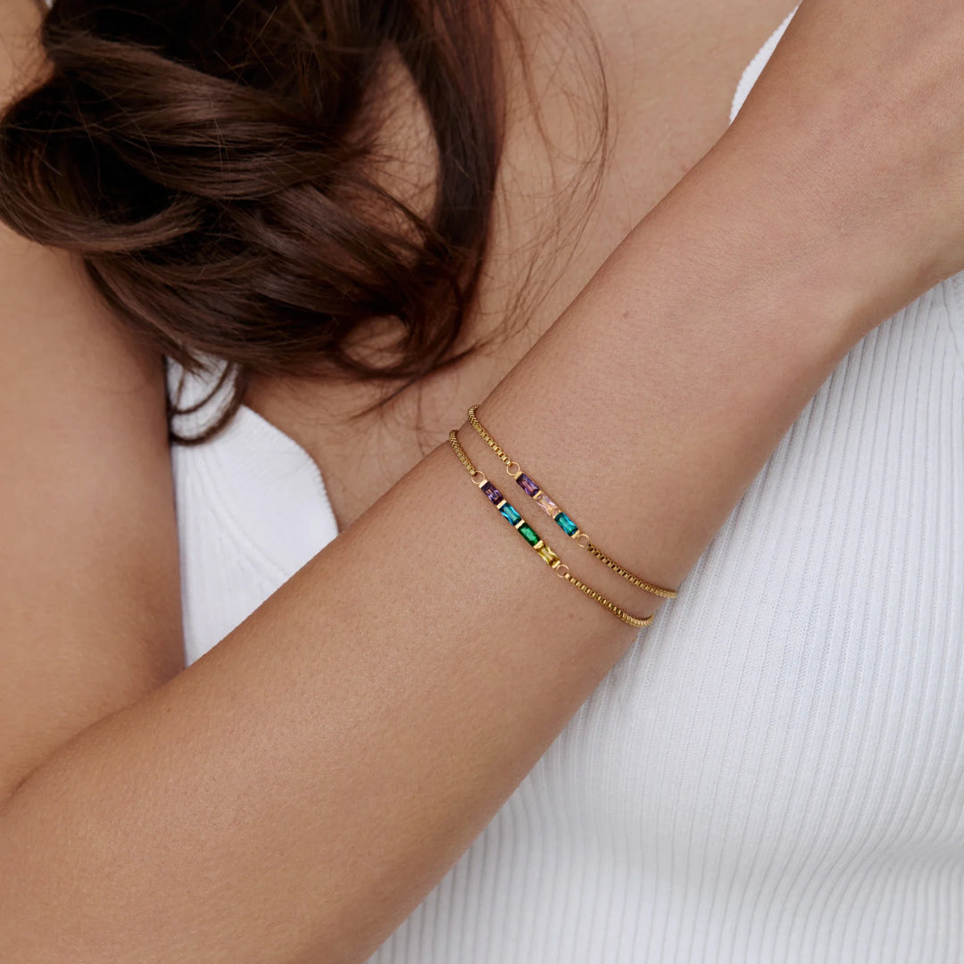 Csinos Baguette Birthstone karkötő