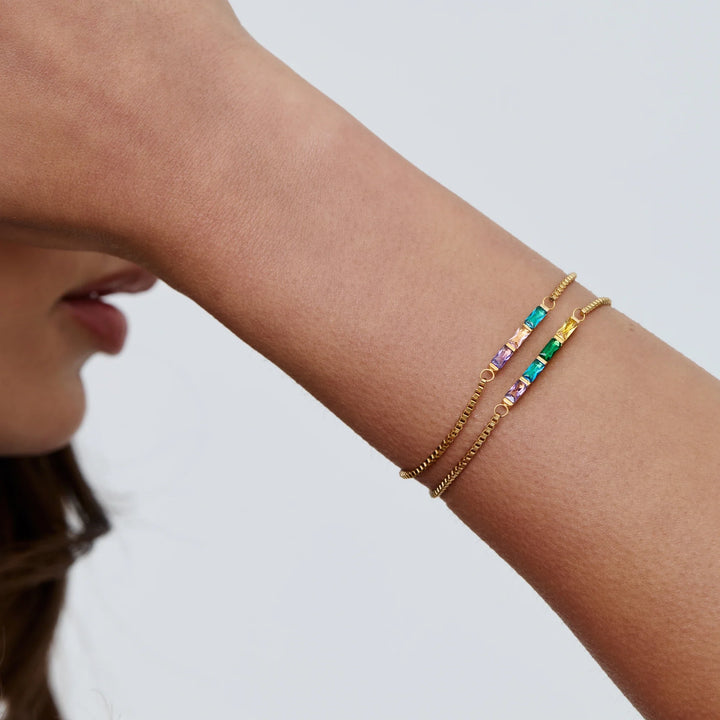 Csinos Baguette Birthstone karkötő