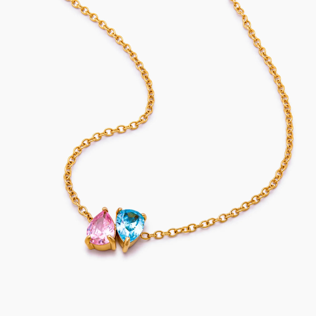 Duo Teardrop Birthstone nyaklánc