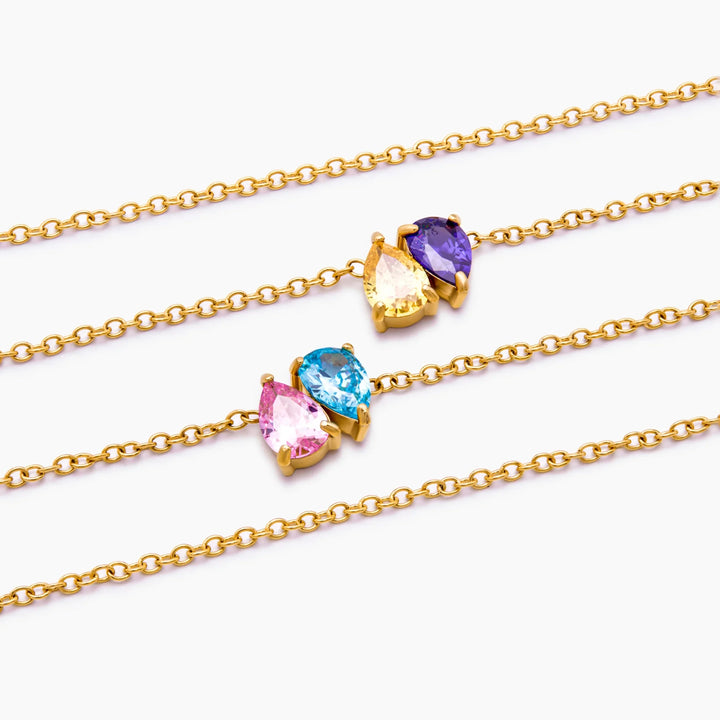 Duo Teardrop Birthstone nyaklánc