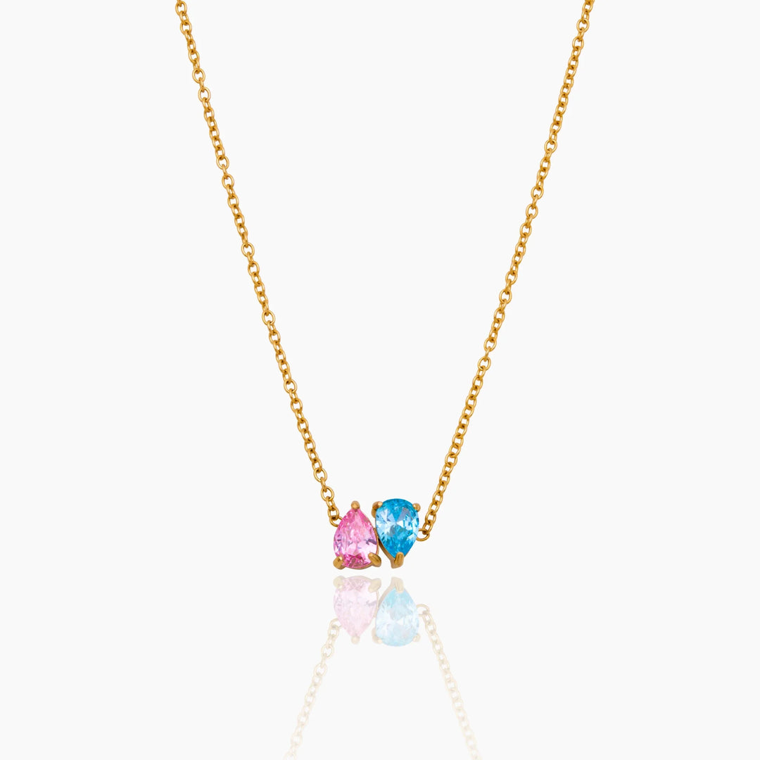 Duo Teardrop Birthstone nyaklánc