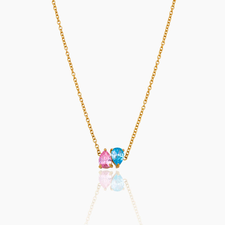 Duo Teardrop Birthstone nyaklánc