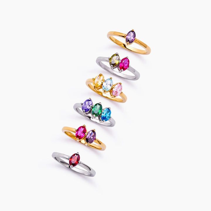 Marquise Family Birthstone gyűrű