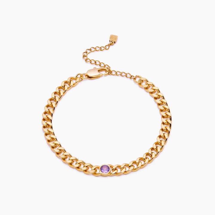 Curb Chain Birthstone karkötő
