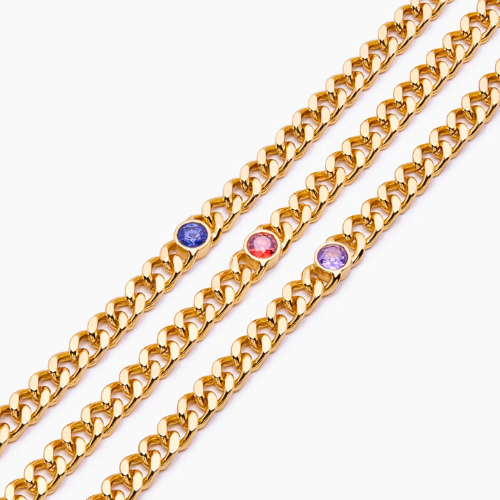 Curb Chain Birthstone karkötő